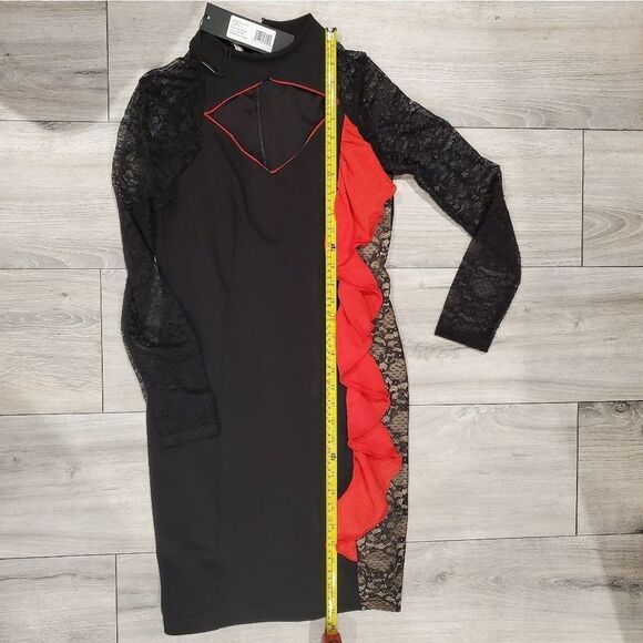 Halston Heritage Women Black diamond key hole Neck Long-Sleeve Lace Dres… - Picture 15 of 16